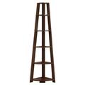 Daphnes Dinnette 72 in. Height Cherry Corner Accent Etagere Bookcase, Cappuccino DA3072152